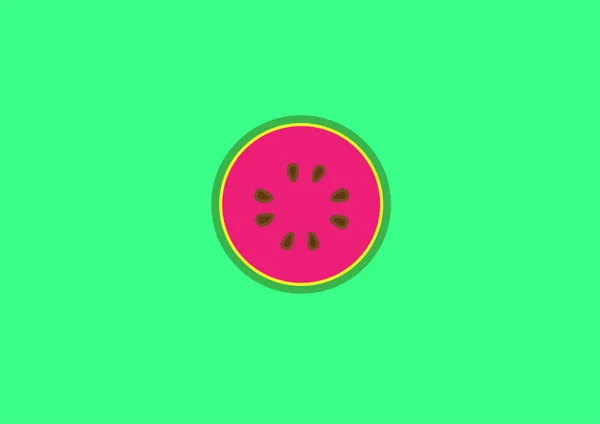 Watermelon slice on the neon green background