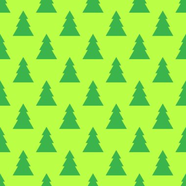 Köknar ağacı seamless modeli neon yeşil zemin üzerine