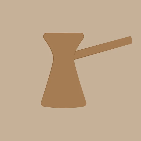 Turco cezve en el fondo marrón — Vector de stock