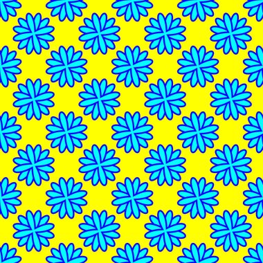 Sarı arka planda kusursuz çiçek deseni var.