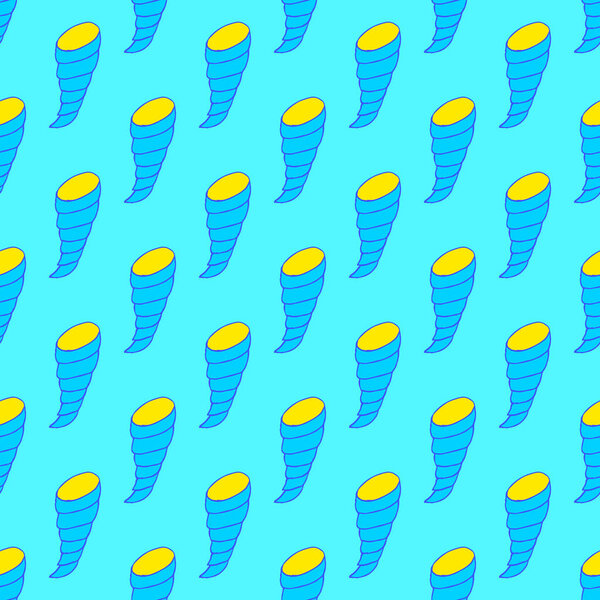 Seamless seashell pattern on the cyan background