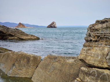 Pasifik Okyanusu'nun kayalık kıyısı     