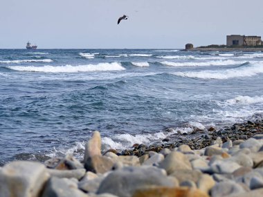 kayalık sahilde akşam sörf 