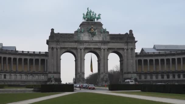Bruxelles Bélgica 2017 Vista Parque Cinquantenaire — Vídeo de Stock