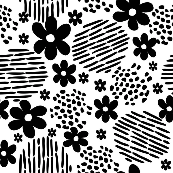 Abstrakter Memphis Stil Inspirierte Handgezeichnete Vektor Nahtlose Muster Einfache Linienkunstformen — Stockvektor
