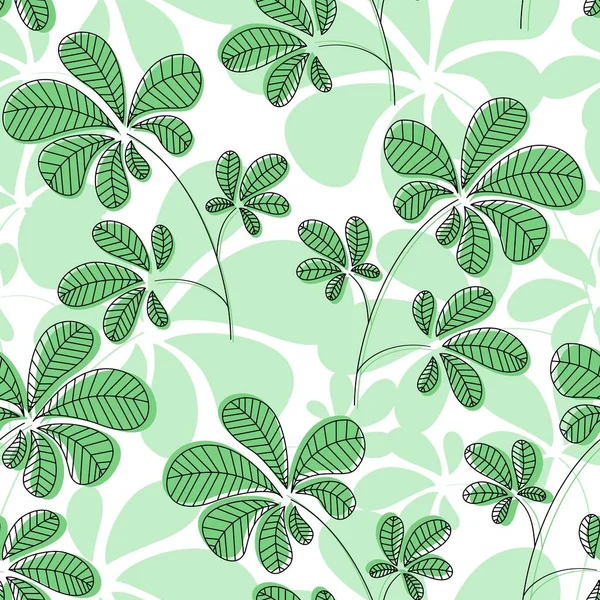 Lupine Leaves Modern Botanical Seamless Vector Pattern Combination Leaf Shapes — Stock Vector