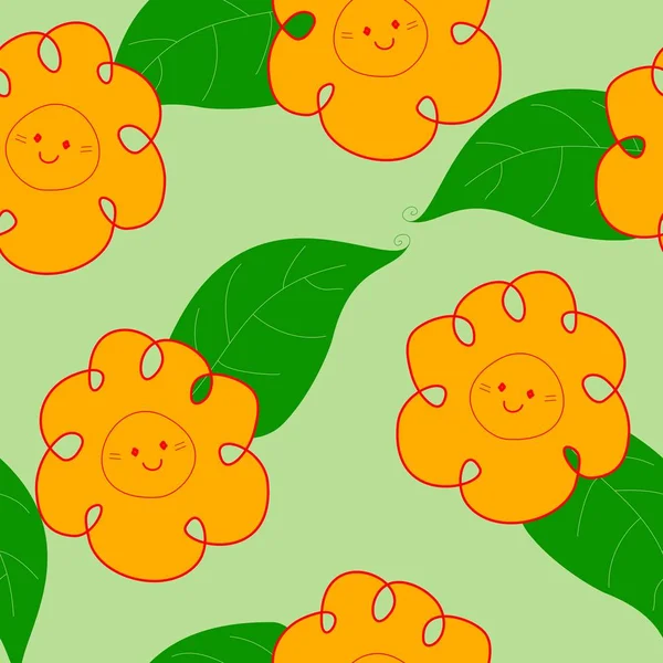 可爱的卡瓦环花 春天无缝向量图案 手绘五颜六色的花卉元素 — 图库矢量图片