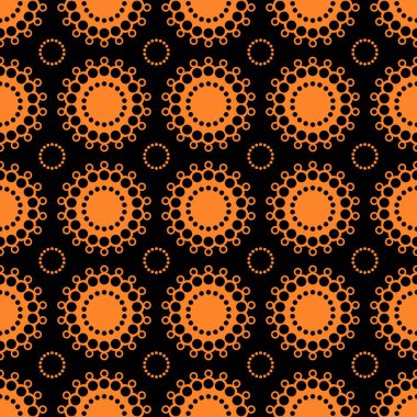 Basit doily sorunsuz vektör deseni. Siyah arka plan üzerinde monokromatik desen elenemts. 