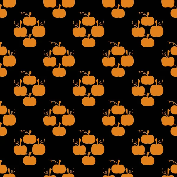 Modèle Sans Couture Silhouette Citrouille Vectoriel Éléments Citrouille Orange Isolés — Image vectorielle