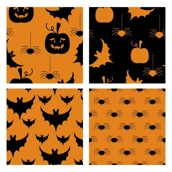 Orange Noir Halloween Vecteur Collection Motifs Sans Couture Avec Des — Image vectorielle