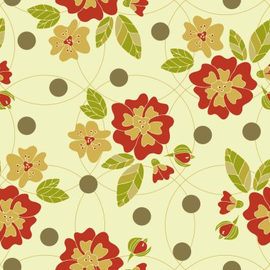Sonbahar çiçekli vektör kusursuz desen. Renkli düşüş stil çiçekleri ve yaprakları tek renkli arkaplanda izole edilmiş. 