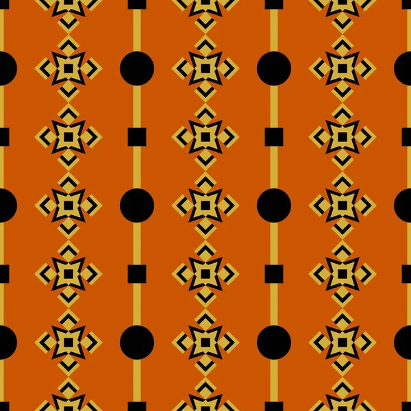 Motif Sans Couture Vectoriel Formes Géométriques Noires Orange Design Moderne — Image vectorielle