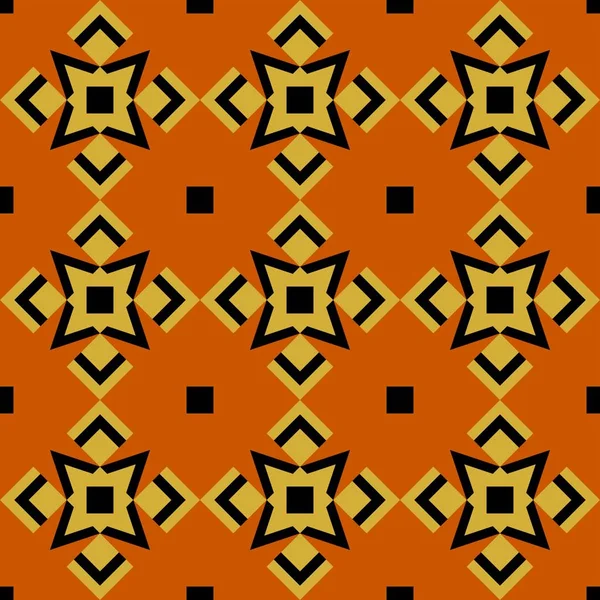 橙色黑色几何形状矢量无缝图案 简单创新的现代设计 伊斯兰风格的瓷砖 — 图库矢量图片