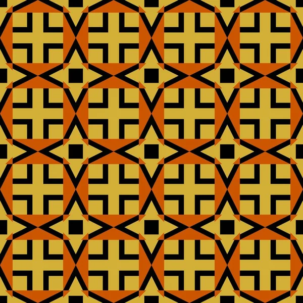 Naranja Formas Geométricas Negras Vector Patrón Sin Costura Diseño Moderno — Archivo Imágenes Vectoriales