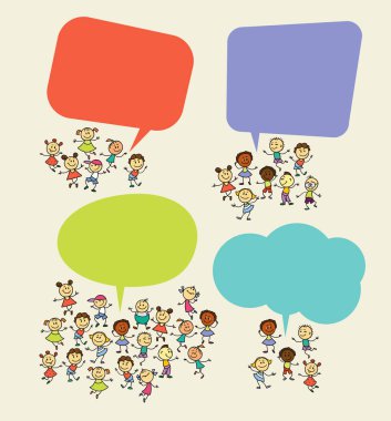 çizgi film çocuk konuşma balonları ile