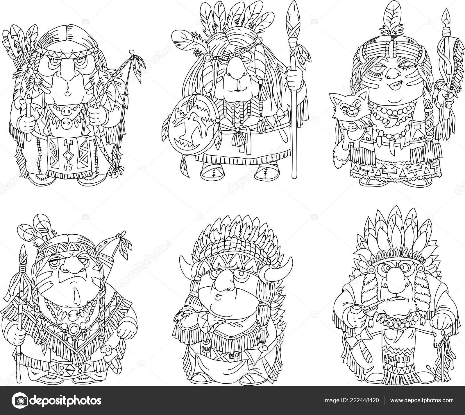 Grappige Cartoon Indianen Stockvector Ellagrin 222448420
