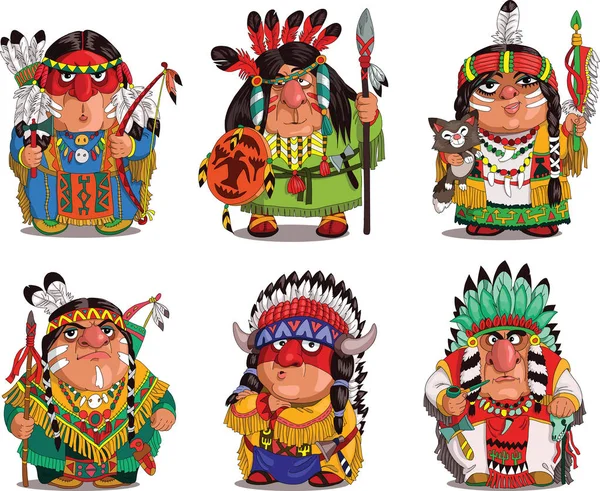 Dibujos animados divertidos indios — Vector de stock