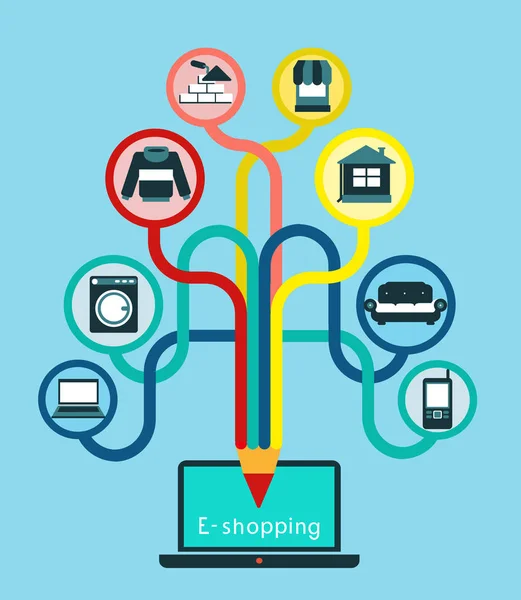 E-alışveriş Online mağaza — Stok Vektör