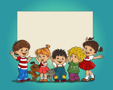  çocuk grup kağıdın büyük temiz tutar