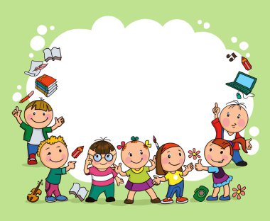  çocuk grup kağıdın büyük temiz tutar