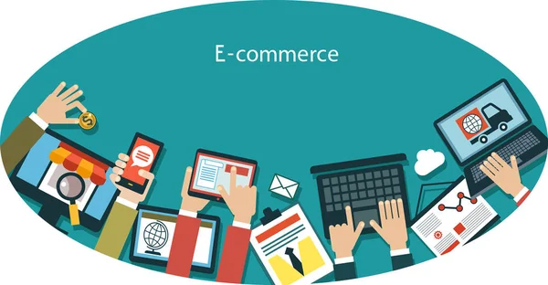 Infographics υπόβαθρο E-commerce — Διανυσματικό Αρχείο