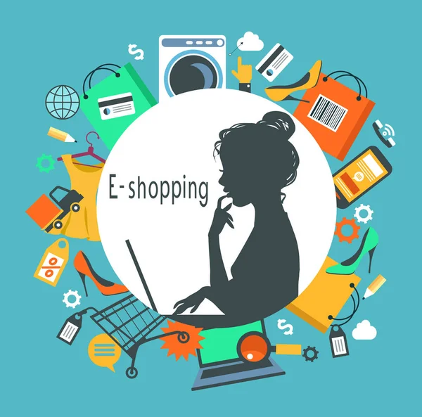 Vektör e-alışveriş kavramı — Stok Vektör