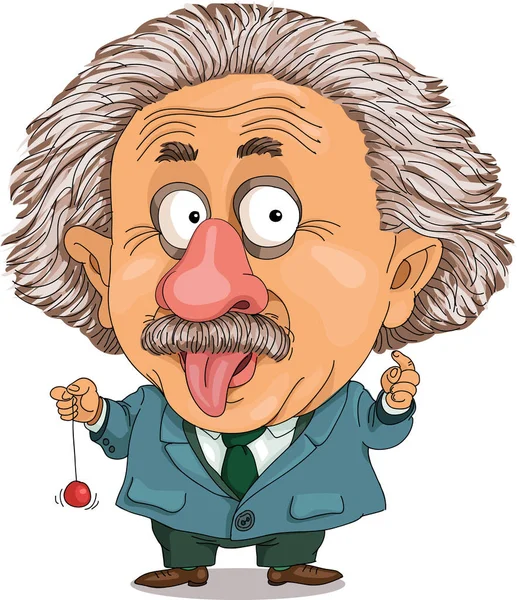 Vicces karikatúra vicces Einstein — Stock Vector