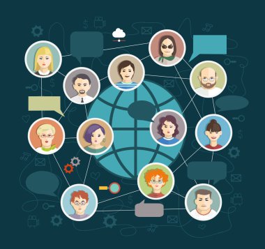 sosyal medya çevrelerinde, ağ illüstrasyon, vektör, simgesi