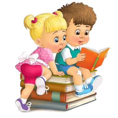 oğlan bir kitapta görünüyor