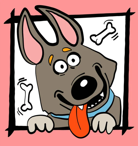 Vector Illustration Sketch Funny Portrait Dog Frame Pink Background Print — Stock Vector