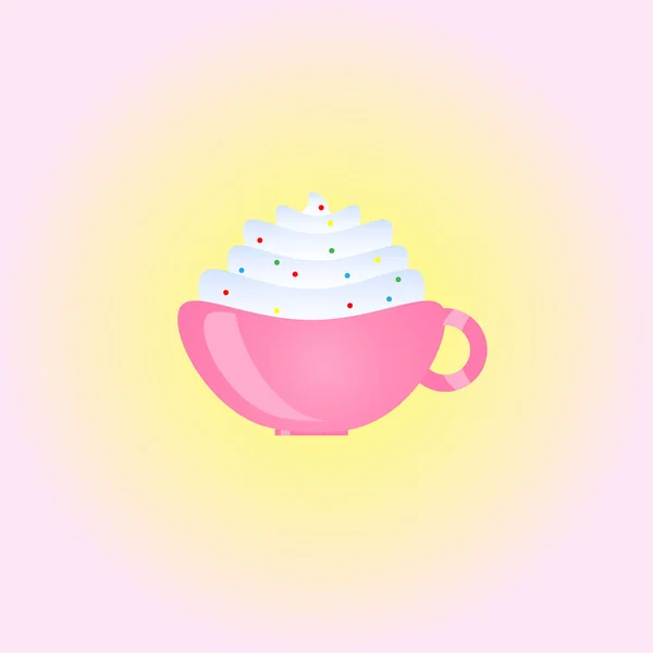 Taza Rosa Con Crema — Vector de stock