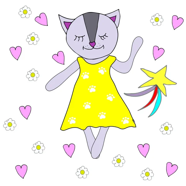 Pequeño Lindo Gato Bailando — Vector de stock