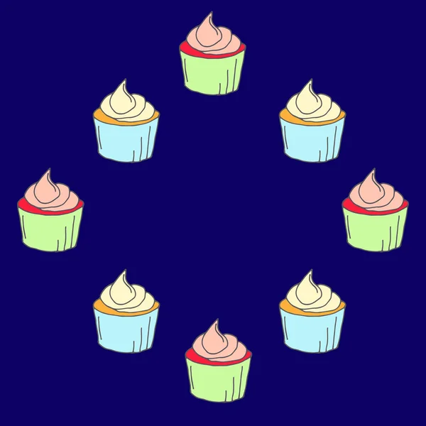 Forme Carte Couronne Cupcakes — Image vectorielle