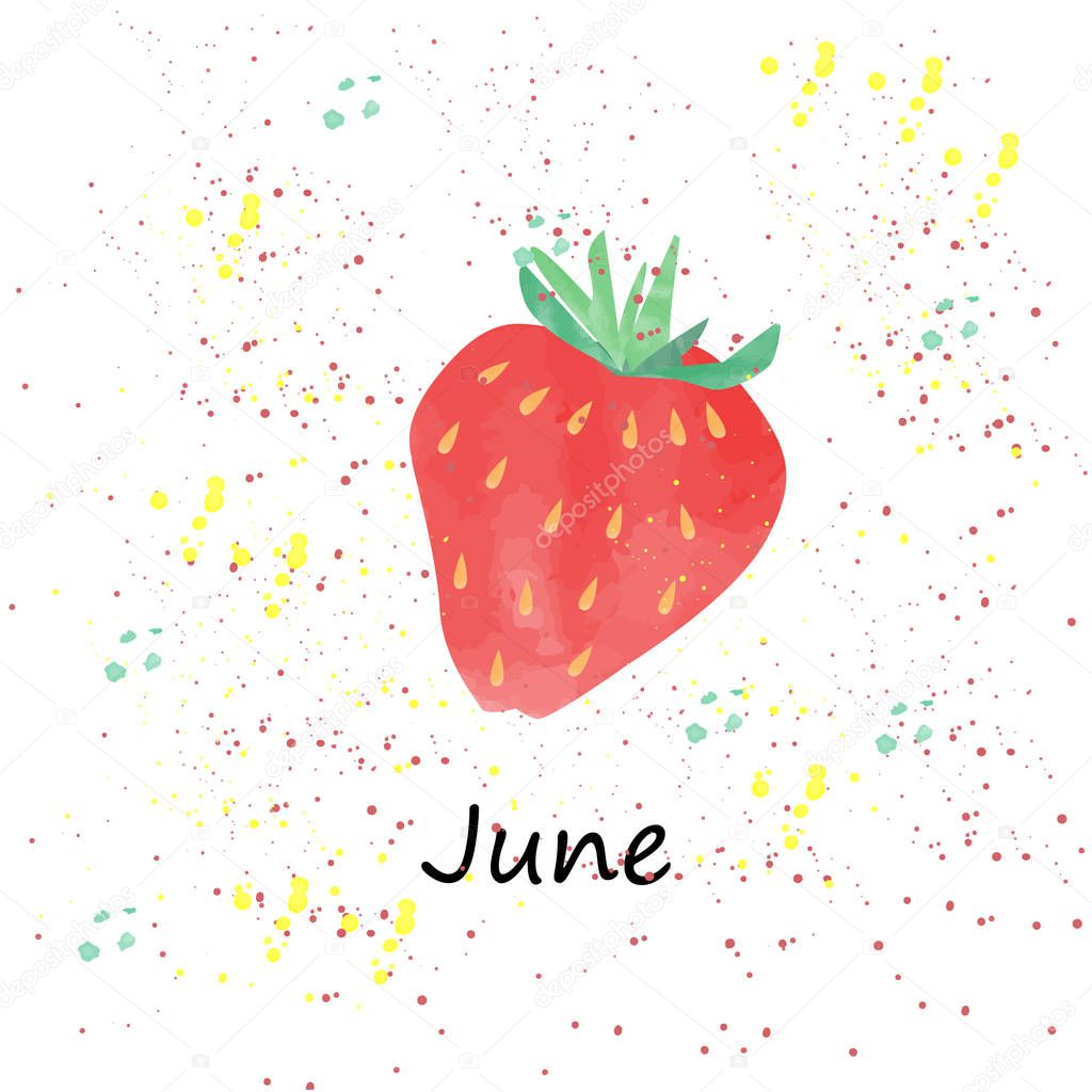 watercolor strawberry with the signature 
