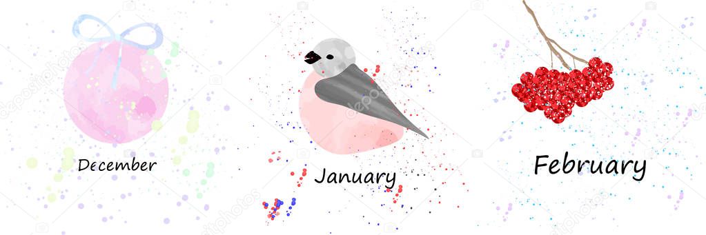 watercolor calendar for winter
