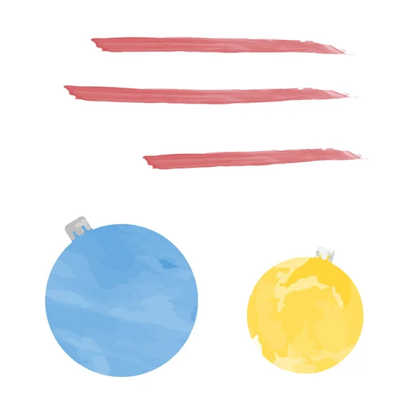 Ansichtkaart Van Een Aquarel Kerstboom Ballen — Stockvector