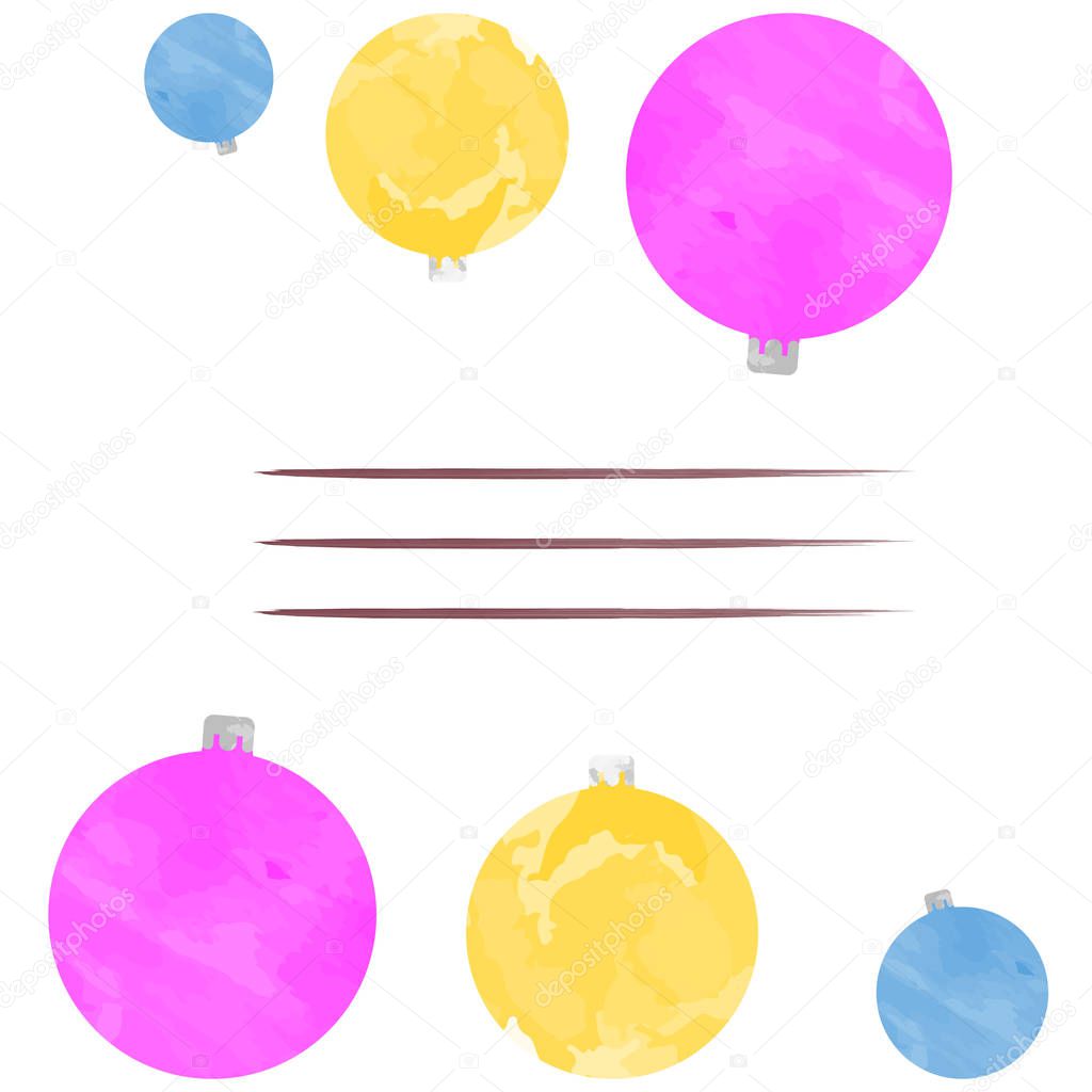 postcard of a watercolor Christmas tree balls