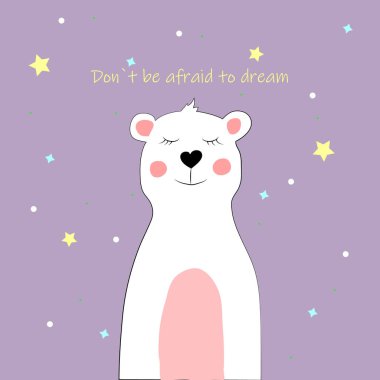 Kartpostal hayal korkmak için çağıran değil bir sevimli ayı ile
