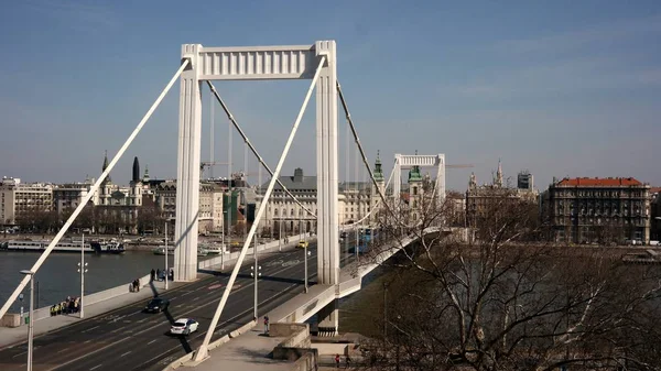 Erzsebet Alias Elisabeth Bridge Sul Danubio Budapest — Foto Stock