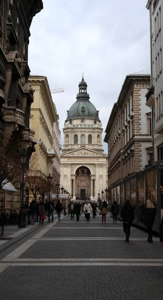 Voorzijde Van Basiliek Van Saint Stephen Boedapest Hongarije — Stockfoto