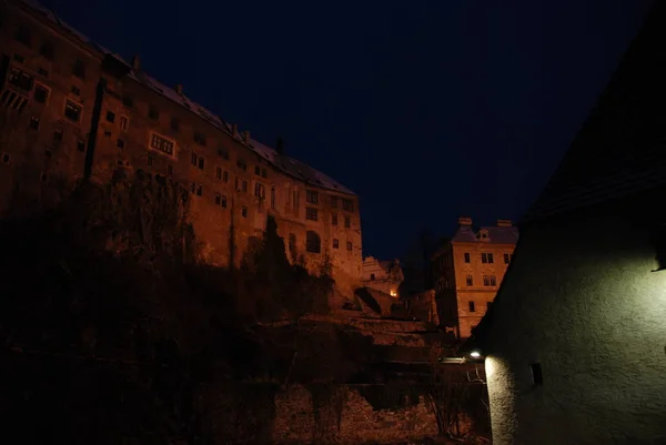 Staatliche Burg Und Schloss Cesky Krumlov Abend Unesco Der Tschechischen — Stockfoto