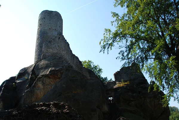 Vista Inferior Das Ruínas Castelo Frydstejn República Checa — Fotografia de Stock