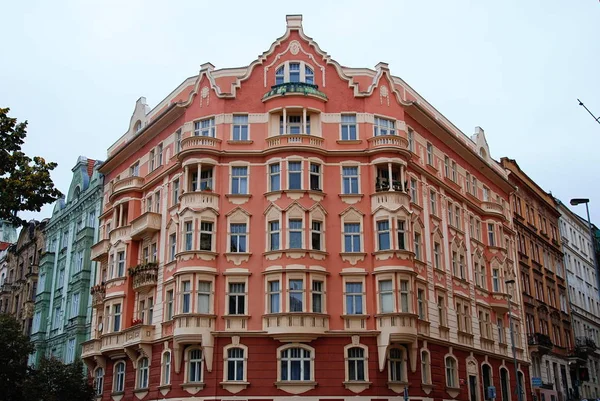 Fachada Belo Edifício Histórico Colorido Praga — Fotografia de Stock