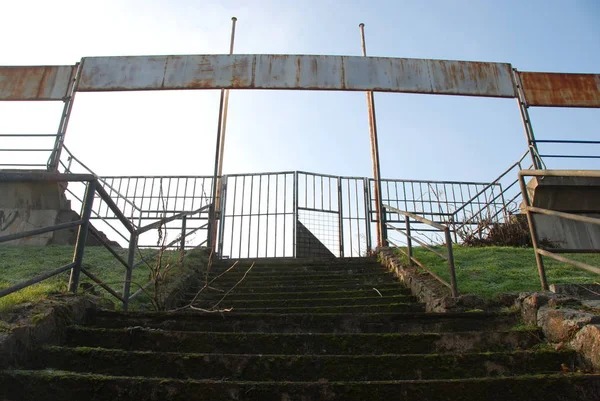 Ingresso Tribune Dello Stadio Calcio Abbandonato Decadenza Brno — Foto Stock