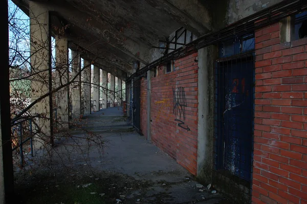 Dentro Estádio Futebol Abandonado Decadente Brno Urbex — Fotografia de Stock