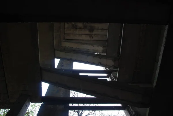 Stone Staircase Abandoned Decay Building Unfinished Barracks Urbex — Stock Photo, Image