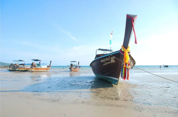 Krabi Plaj Kıyısında Geleneksel Tay Uzun Kuyruk Tekne Tayland — Stok fotoğraf