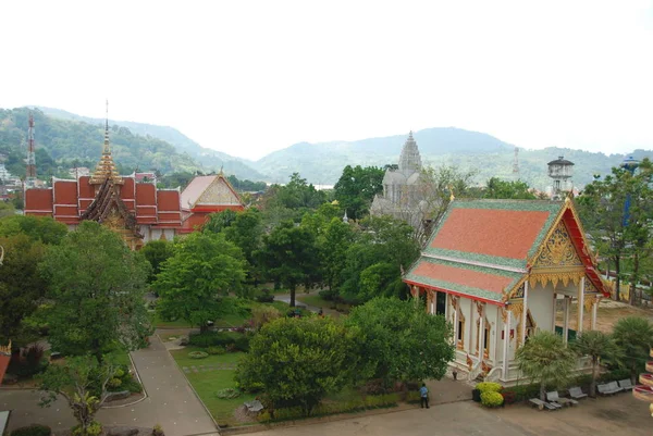 Vista Templo Wat Chalong Cima Phuket Tailândia — Fotografia de Stock