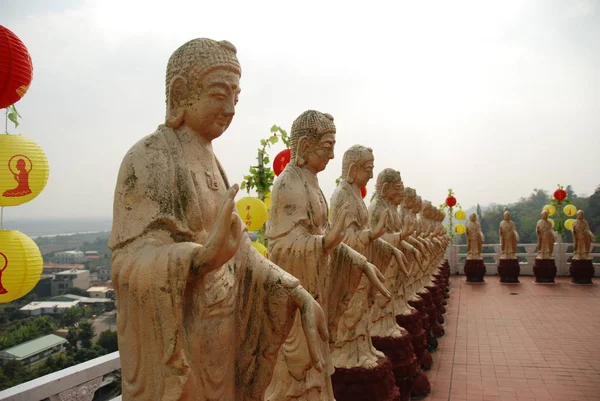 Estátuas Ouro Grande Terra Buda Prk Templo Guang Shan Taiwan — Fotografia de Stock