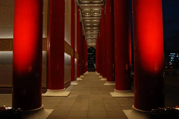 Terraço Salão Nacional Concertos Taipei Taiwan Com Colunas Vermelhas — Fotografia de Stock